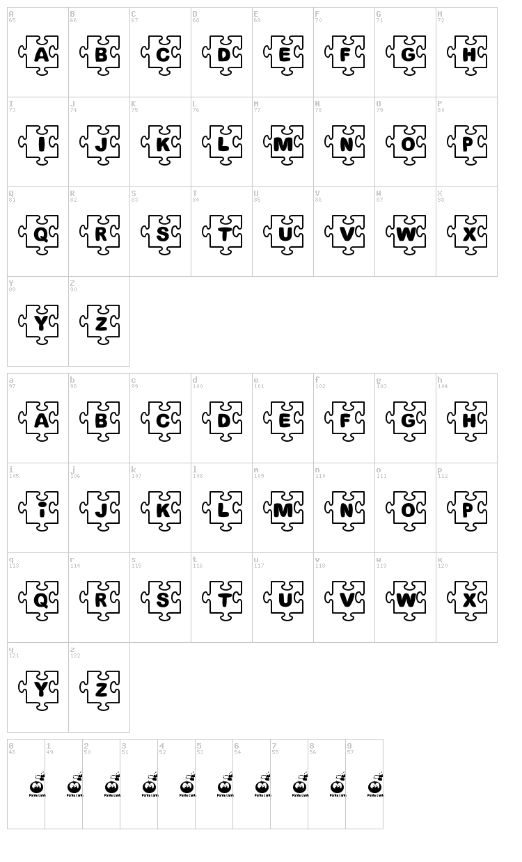Fonts Bomb Jigsaw font map